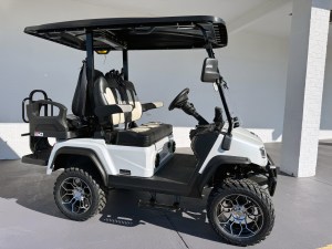 White Evolution Maverick 2 plus 2 Golf Cart